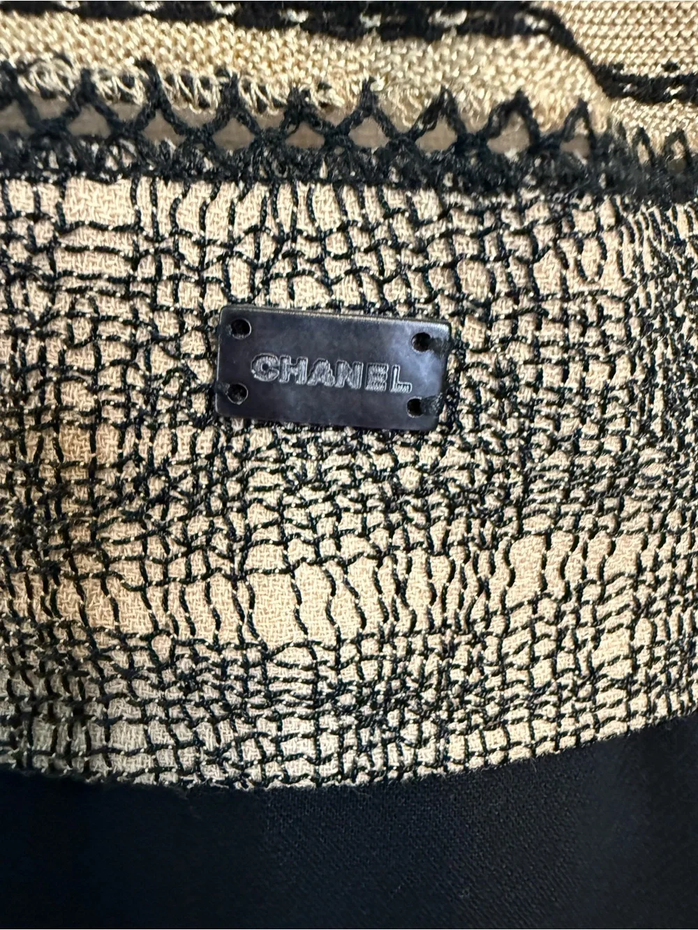 Stunning CHANEL 03P Spring 2003 Black Beige Knit Tube Top Sz 40 France
